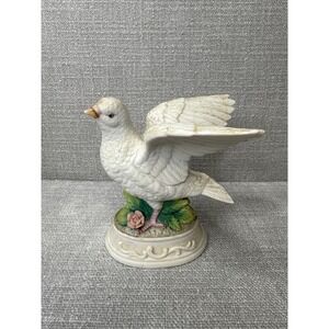 Vintage White Dove Porcelain Figurine with Pink Rose Base DA 603.1